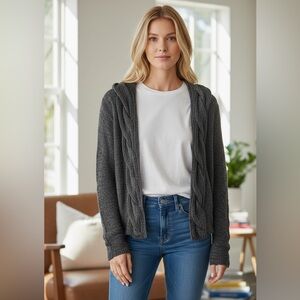 Converse Gray Open-Front Knit Cardigan Sweater Women’s  Size L